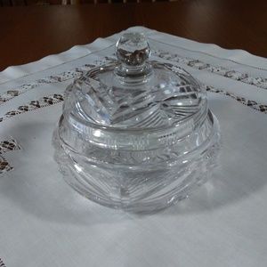 Cut Glass Covered Trinket Dish